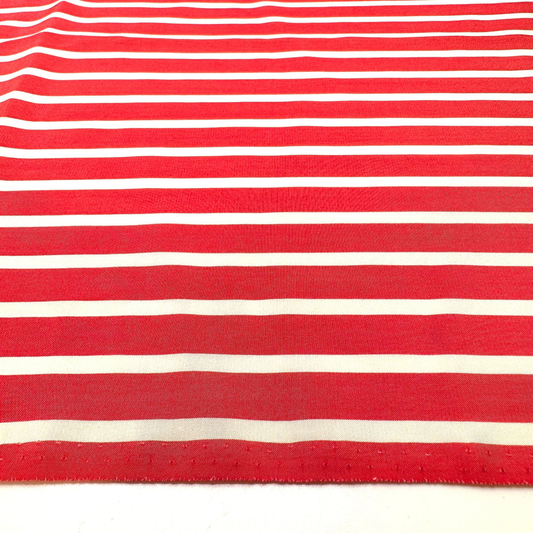 Echoing Conch - Silk Woven - Red/White Stripes - 3M Bundle - True Deadstock fabric Fabric by private - Sustainable Textile | FABCYCLE