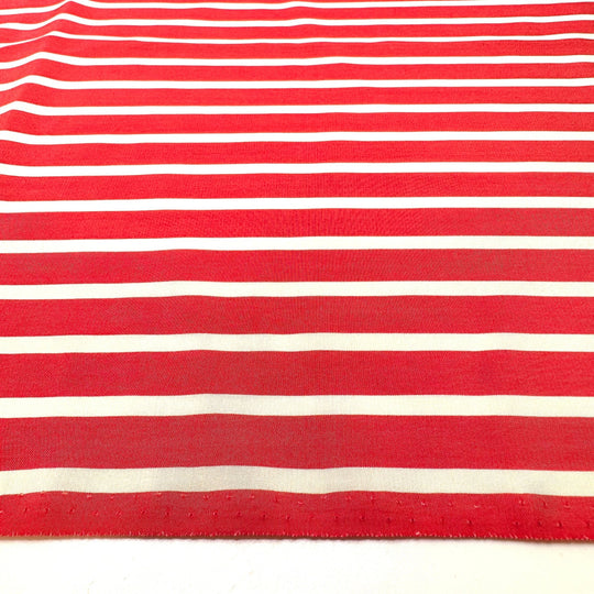 Echoing Conch - Silk Woven - Red/White Stripes - 3M Bundle - True Deadstock fabric Fabric by private - Sustainable Textile | FABCYCLE