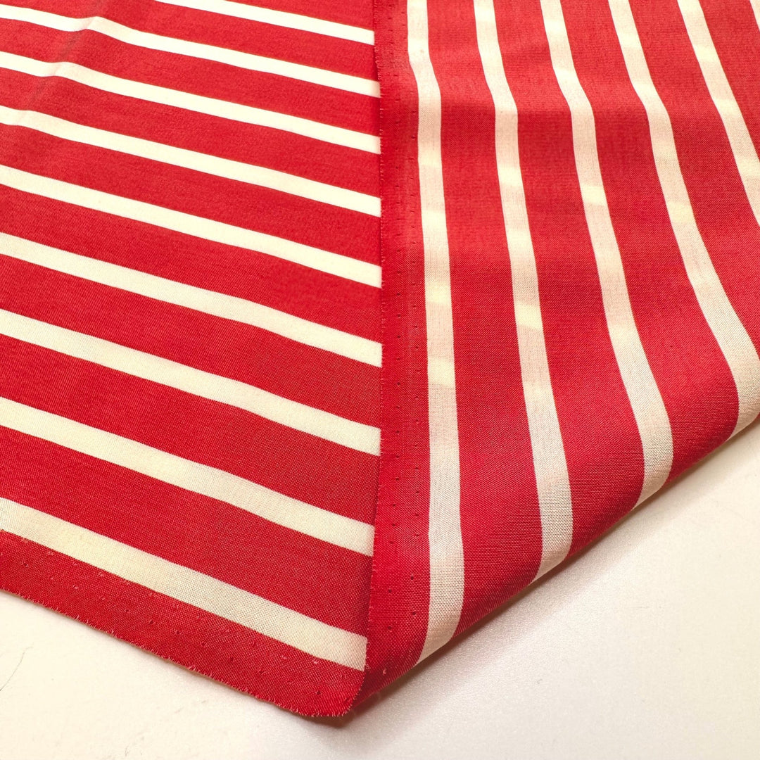 Echoing Conch - Silk Woven - Red/White Stripes - 3M Bundle - True Deadstock fabric Fabric by private - Sustainable Textile | FABCYCLE