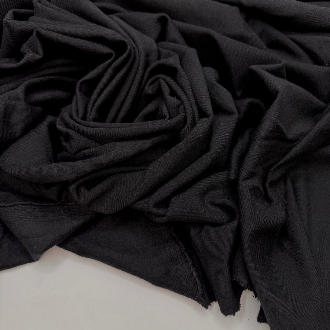 Eco Fundraiser - Brushed French Terry Tencel/Organic Cotton Knit - Black - 1.55M Bundle - True Deadstock fabric Fabric by private - Sustainable Textile | FABCYCLE