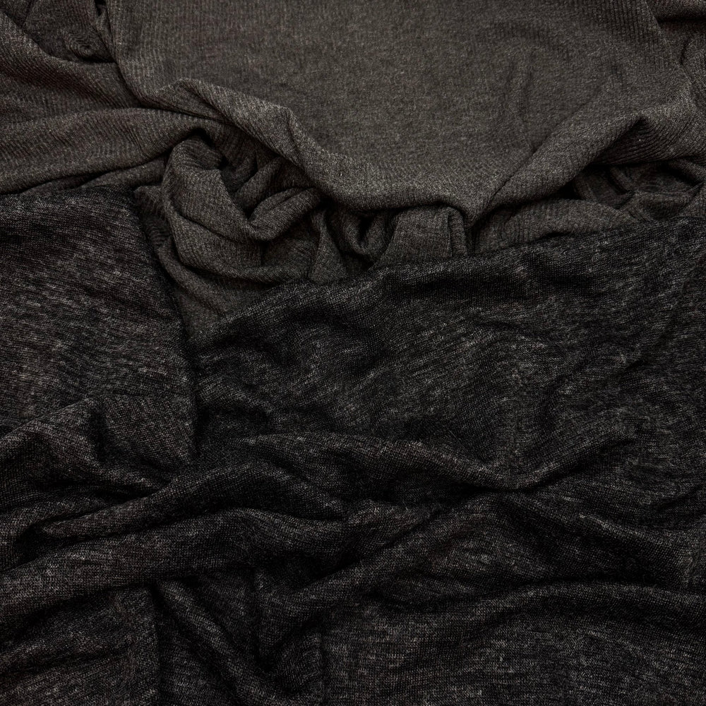 Eco Knit 2 Pack - Rib Knit Natural Blend Knit - Dark Grey - True Deadstock fabric Fabric by private - Sustainable Textile | FABCYCLE