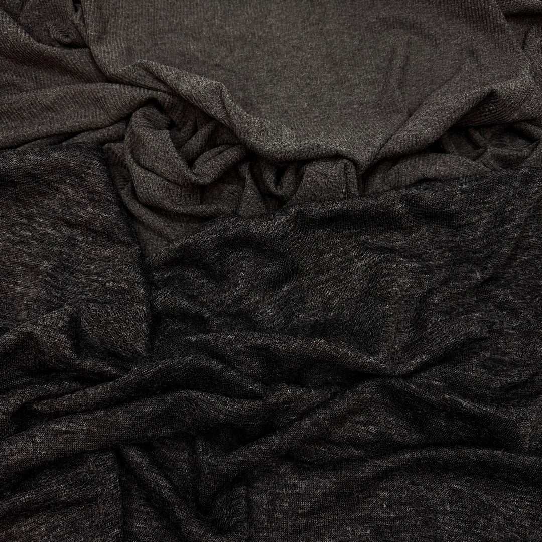 Eco Knit 2 Pack - Rib Knit Natural Blend Knit - Dark Grey - True Deadstock fabric Fabric by private - Sustainable Textile | FABCYCLE