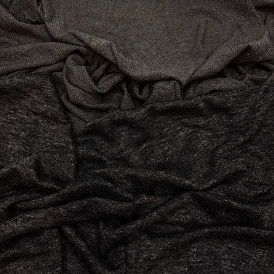 Eco Knit 2 Pack - Rib Knit Natural Blend Knit - Dark Grey - True Deadstock fabric Fabric by private - Sustainable Textile | FABCYCLE