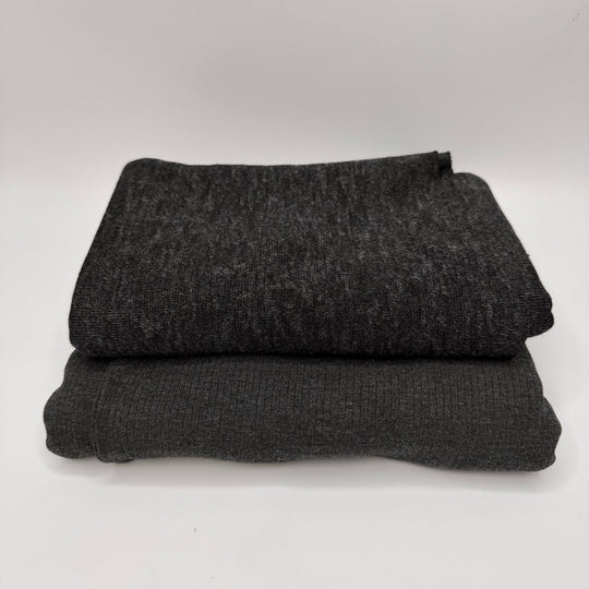 Eco Knit 2 Pack - Rib Knit Natural Blend Knit - Dark Grey - True Deadstock fabric Fabric by private - Sustainable Textile | FABCYCLE