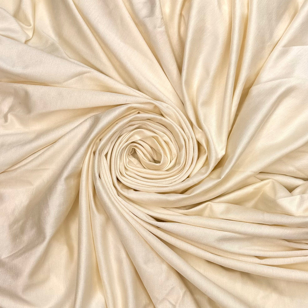 Eco Luxe - Rib Knit Silk/Elastane Knit - Cream - 0.9M Bundle - True Deadstock fabric Fabric by private - Sustainable Textile | FABCYCLE