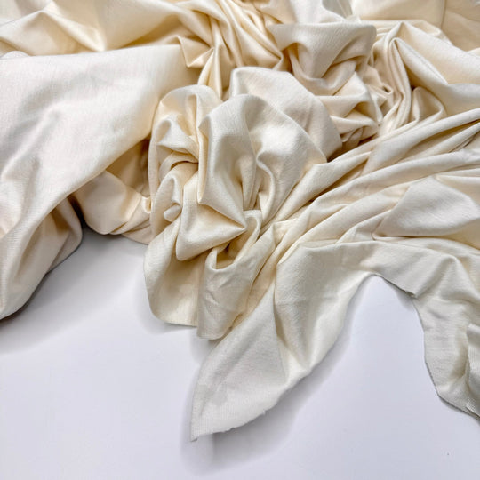 Eco Luxe - Rib Knit Silk/Elastane Knit - Cream - 0.9M Bundle - True Deadstock fabric Fabric by private - Sustainable Textile | FABCYCLE