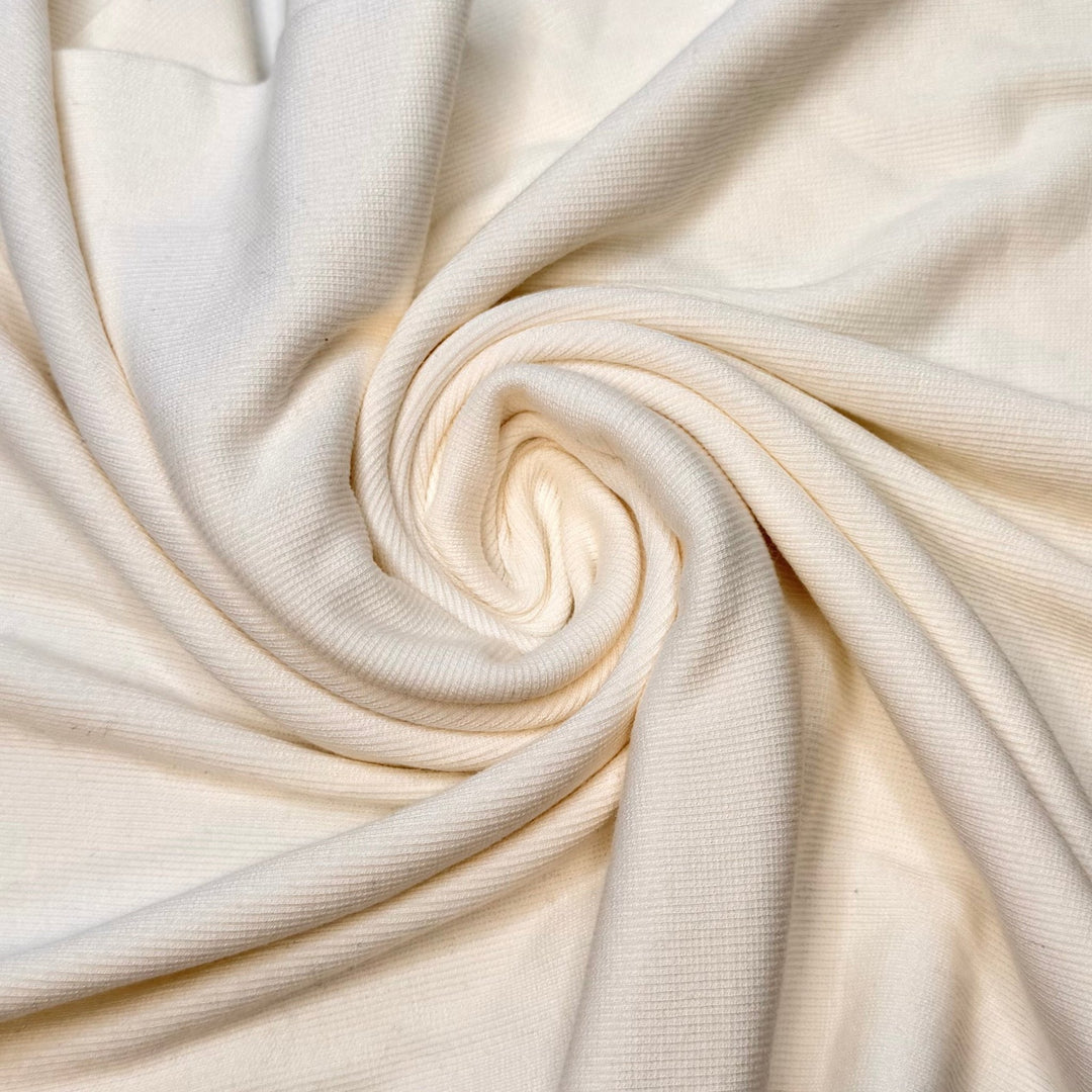 Egg Crack - Tubular Rib Knit Bamboo Blend Knit - Eggshell White - 1.25M Bundle - True Deadstock fabric Fabric by private - Sustainable Textile | FABCYCLE