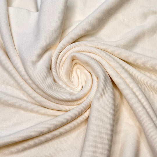 Egg Crack - Tubular Rib Knit Bamboo Blend Knit - Eggshell White - 1.25M Bundle - True Deadstock fabric Fabric by private - Sustainable Textile | FABCYCLE