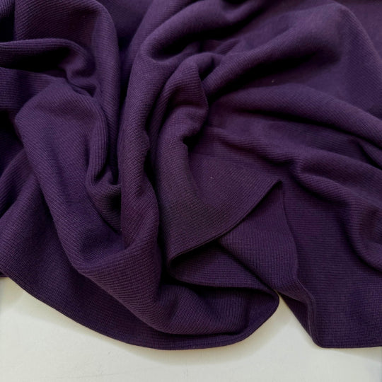 Eggplant In The Shade - Tubular Rib Knit Cotton Knit - Dark Purple - 2.95M Bundle - True Deadstock fabric Fabric by private - Sustainable Textile | FABCYCLE