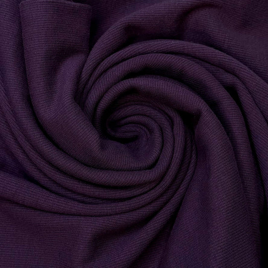 Eggplant In The Shade - Tubular Rib Knit Cotton Knit - Dark Purple - 2.95M Bundle - True Deadstock fabric Fabric by private - Sustainable Textile | FABCYCLE