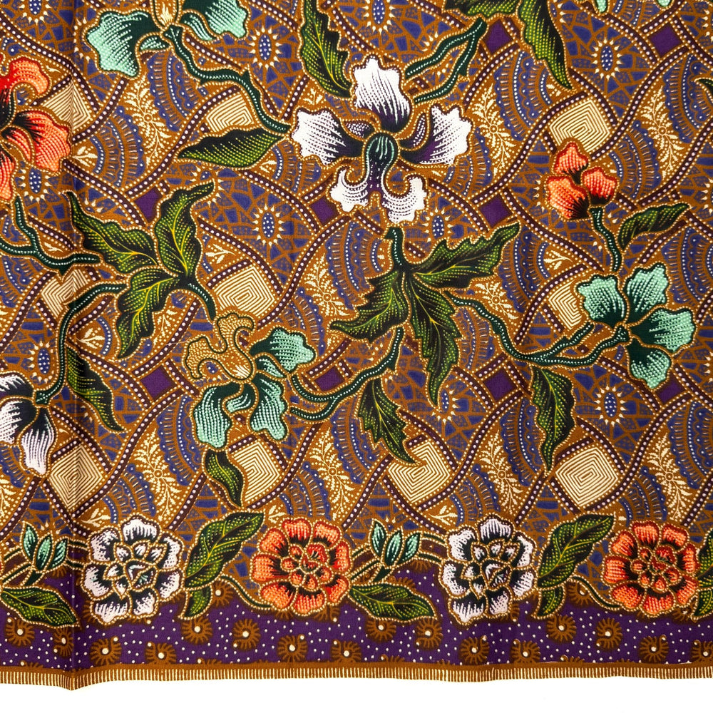 Elegance In Every Thread - Cotton Woven - Beige/Purple Floral - 1.7M Bundle - True Deadstock fabric Fabric by private - Sustainable Textile | FABCYCLE