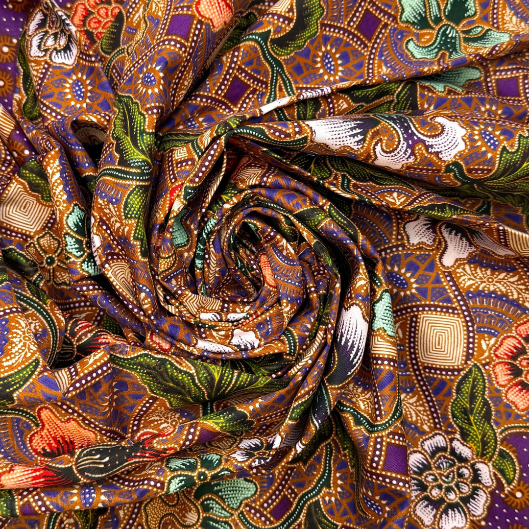 Elegance In Every Thread - Cotton Woven - Beige/Purple Floral - 1.7M Bundle - True Deadstock fabric Fabric by private - Sustainable Textile | FABCYCLE