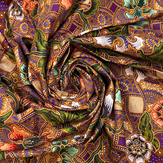Elegance In Every Thread - Cotton Woven - Beige/Purple Floral - 1.7M Bundle - True Deadstock fabric Fabric by private - Sustainable Textile | FABCYCLE