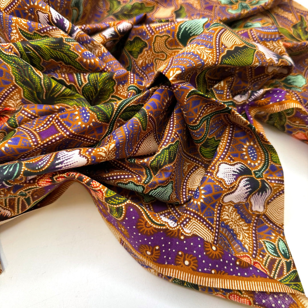 Elegance In Every Thread - Cotton Woven - Beige/Purple Floral - 1.7M Bundle - True Deadstock fabric Fabric by private - Sustainable Textile | FABCYCLE