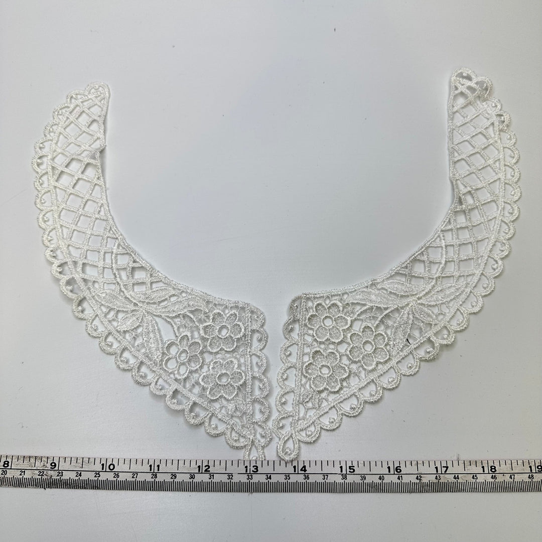 Embroidered Lace Collars Applique - White - 2 Pack - True Deadstock supplies Fabric by private - Sustainable Textile | FABCYCLE