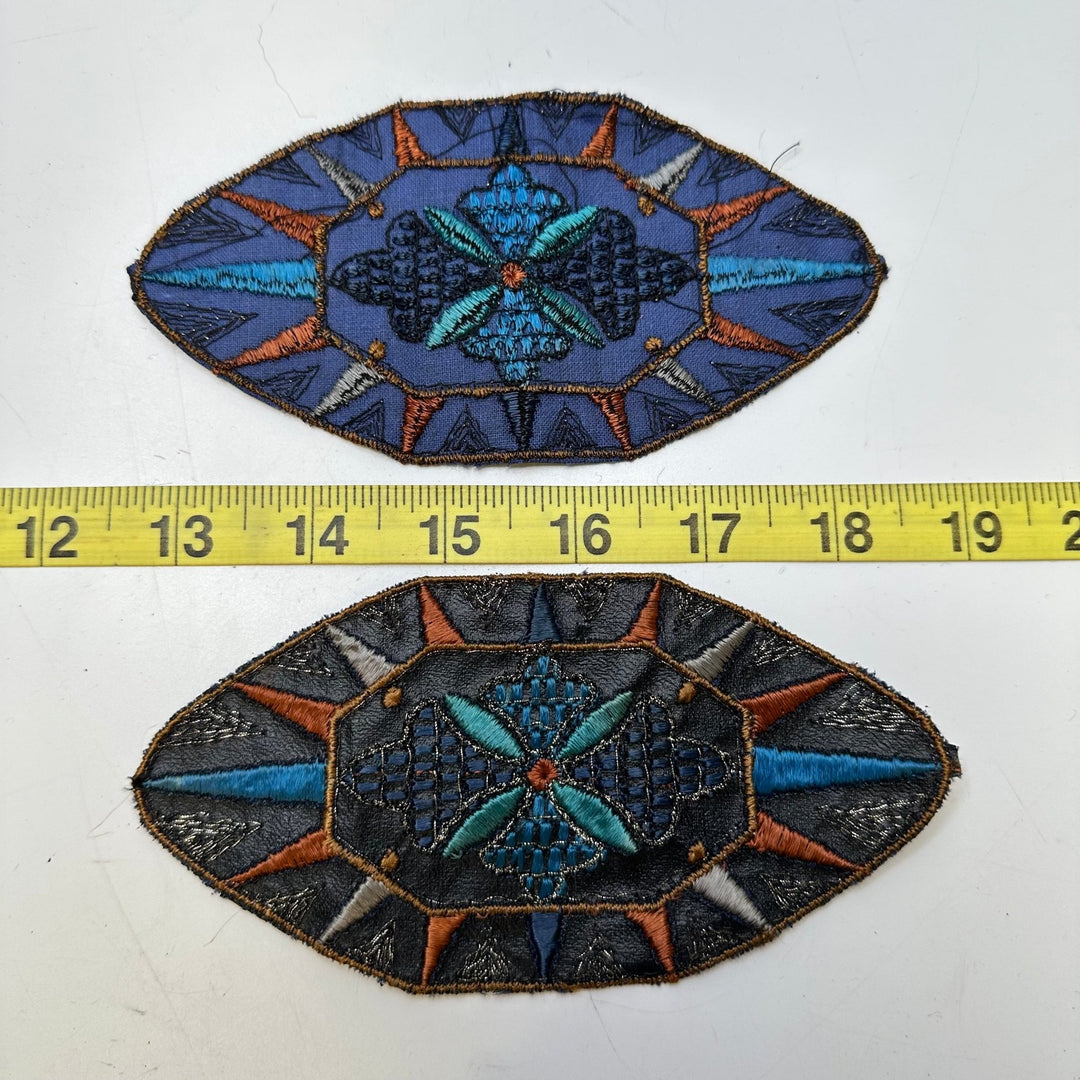 Embroidered Patch Applique - Blue Multi - 2 Pack - True Deadstock supplies Fabric by private - Sustainable Textile | FABCYCLE