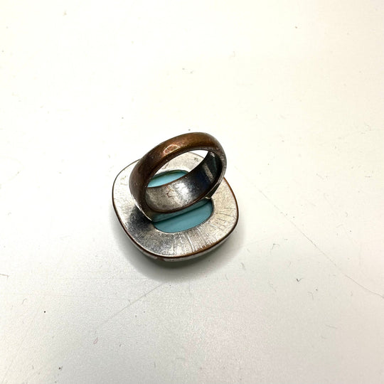 Enamel Ring Costume Jewelry - Light Blue/Silver - Individual - True Deadstock supplies Fabric by private - Sustainable Textile | FABCYCLE