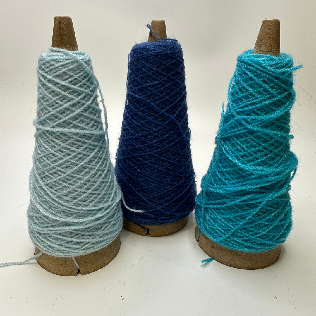 End Of Cone Blue Pack Yarn - Blue Multi - 3 Pack - True Deadstock supplies Fabric by private - Sustainable Textile | FABCYCLE
