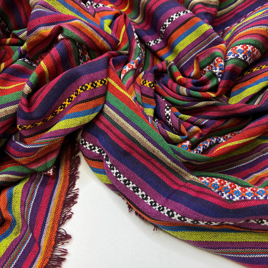 Endless Flower Fields - Hemp Woven Cotton Woven - Multi Stripes - 1.4M Bundle - True Deadstock fabric Fabric by private - Sustainable Textile | FABCYCLE