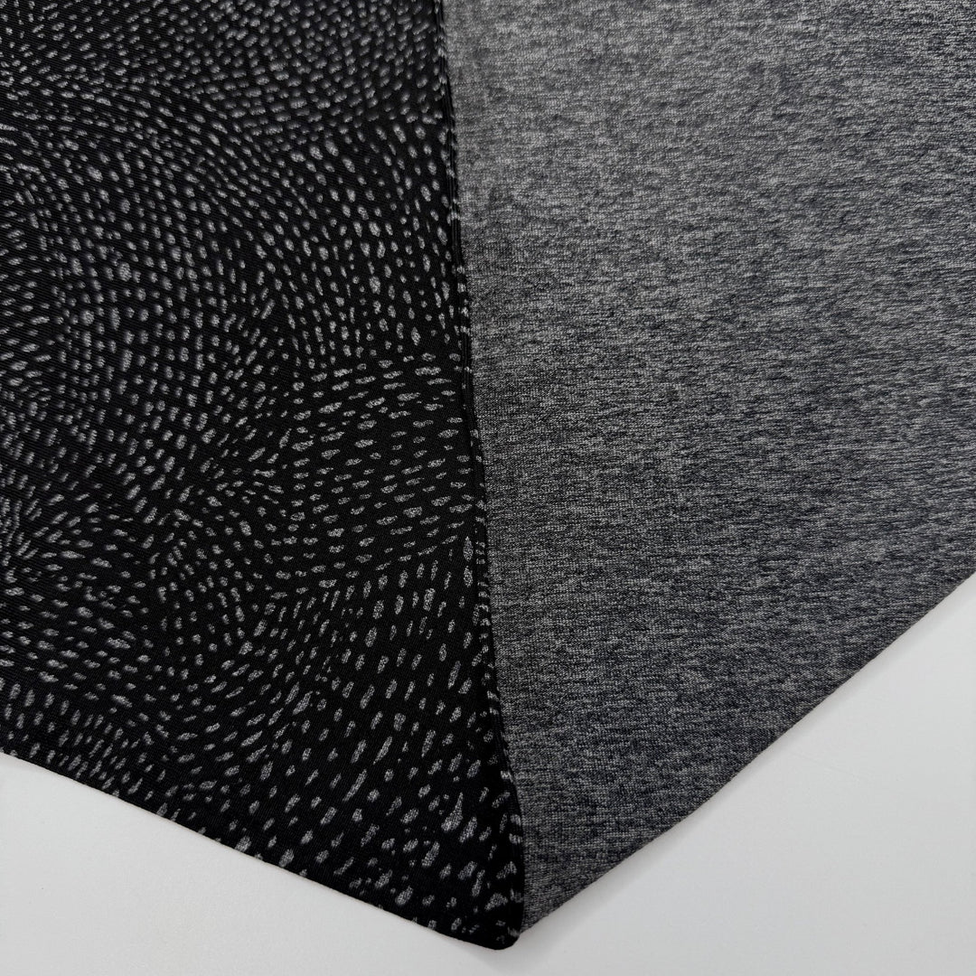 Endlessly Adjusting Needle Tension - Rib Knit Poly/Rayon Knit - Black/Grey Abstract - 3.3M Bundle - True Deadstock fabric Fabric by private - Sustainable Textile | FABCYCLE