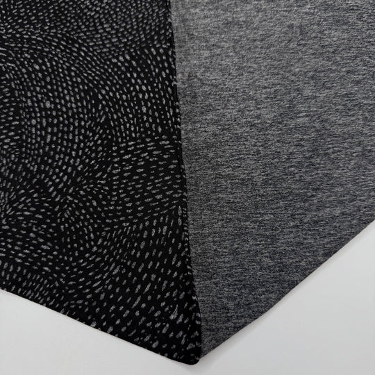 Endlessly Adjusting Needle Tension - Rib Knit Poly/Rayon Knit - Black/Grey Abstract - 3.3M Bundle - True Deadstock fabric Fabric by private - Sustainable Textile | FABCYCLE