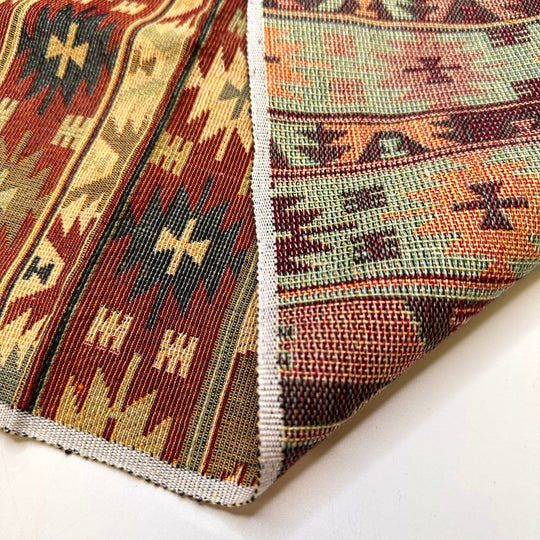 Engineer - Cotton Woven - Burgundy Multi Geometric - Bundles - True Deadstock fabric Fabric by private - Sustainable Textile | FABCYCLE