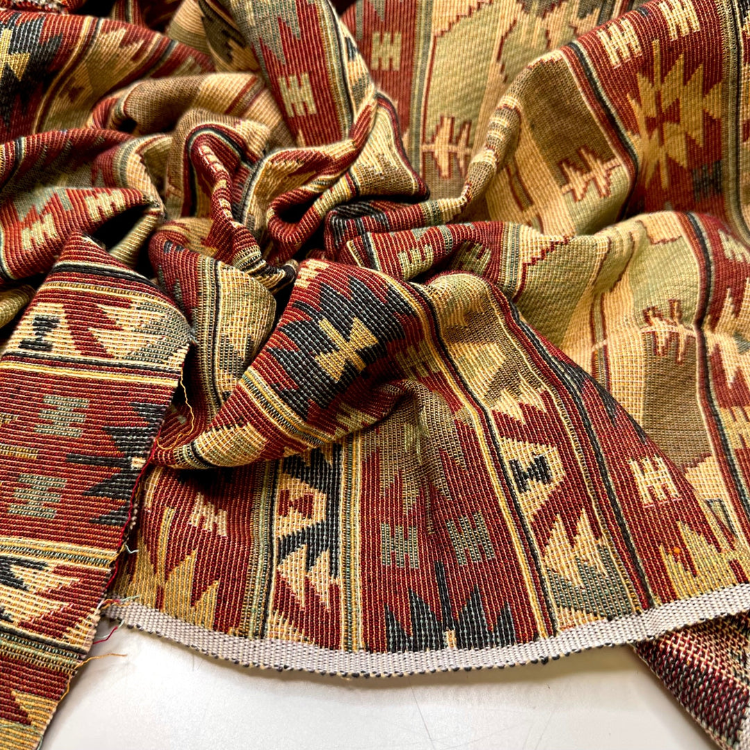 Engineer - Cotton Woven - Burgundy Multi Geometric - Bundles - True Deadstock fabric Fabric by private - Sustainable Textile | FABCYCLE
