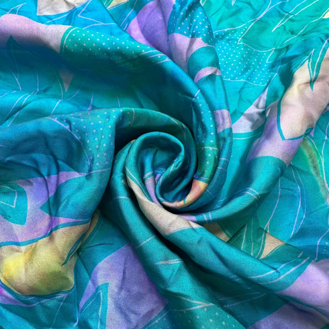 Entering A Baking Contest - Silk Woven - Teal Multi Floral - 3.3M Bundle - True Deadstock fabric Fabric by private - Sustainable Textile | FABCYCLE
