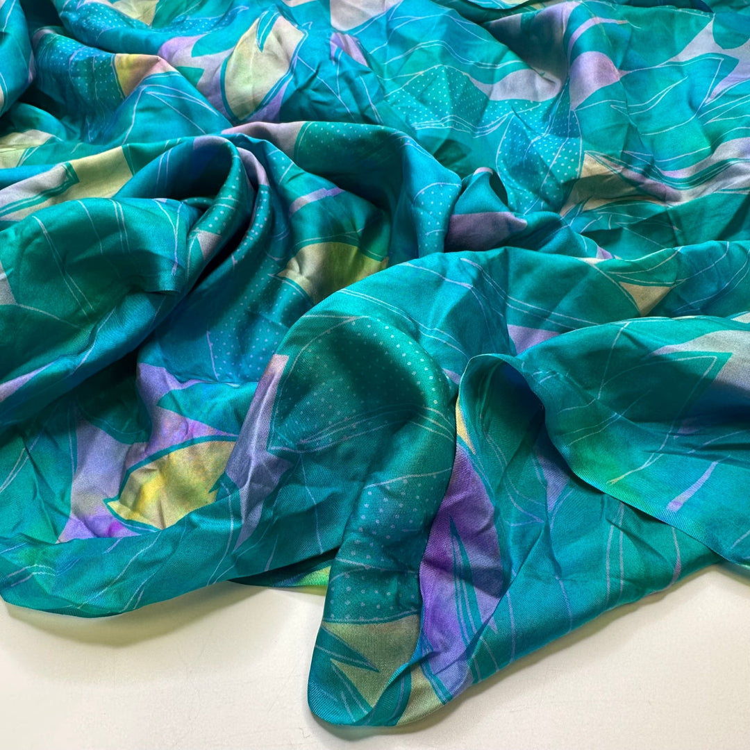 Entering A Baking Contest - Silk Woven - Teal Multi Floral - 3.3M Bundle - True Deadstock fabric Fabric by private - Sustainable Textile | FABCYCLE