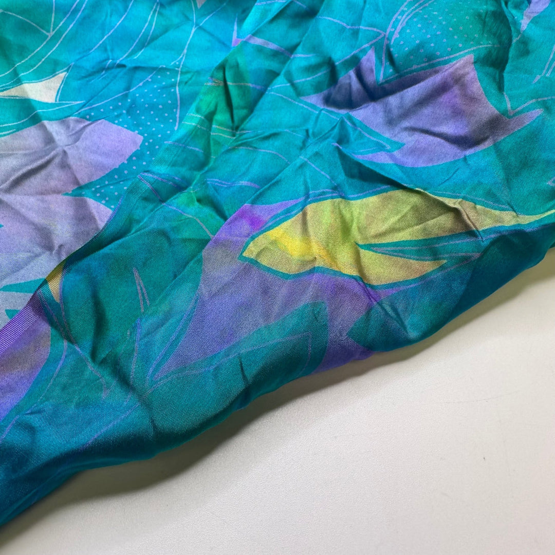 Entering A Baking Contest - Silk Woven - Teal Multi Floral - 3.3M Bundle - True Deadstock fabric Fabric by private - Sustainable Textile | FABCYCLE