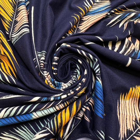 Excited To Be Outside - Brushed Jersey Polyester Blend Knit - Navy Multi Floral - 1.2M Bundle - True Deadstock fabric Fabric by private - Sustainable Textile | FABCYCLE