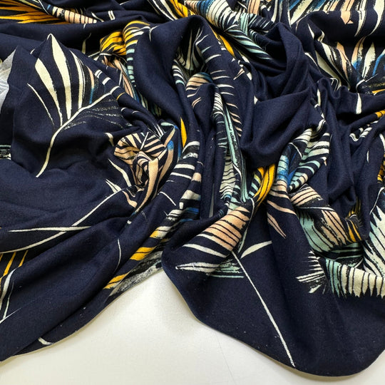 Excited To Be Outside - Brushed Jersey Polyester Blend Knit - Navy Multi Floral - 1.2M Bundle - True Deadstock fabric Fabric by private - Sustainable Textile | FABCYCLE