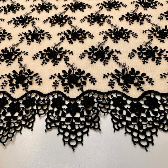 Expanding The Family - Mesh Synthetic Blend Knit - Cream/Black Floral - 1.75M Bundle - True Deadstock fabric Fabric by private - Sustainable Textile | FABCYCLE