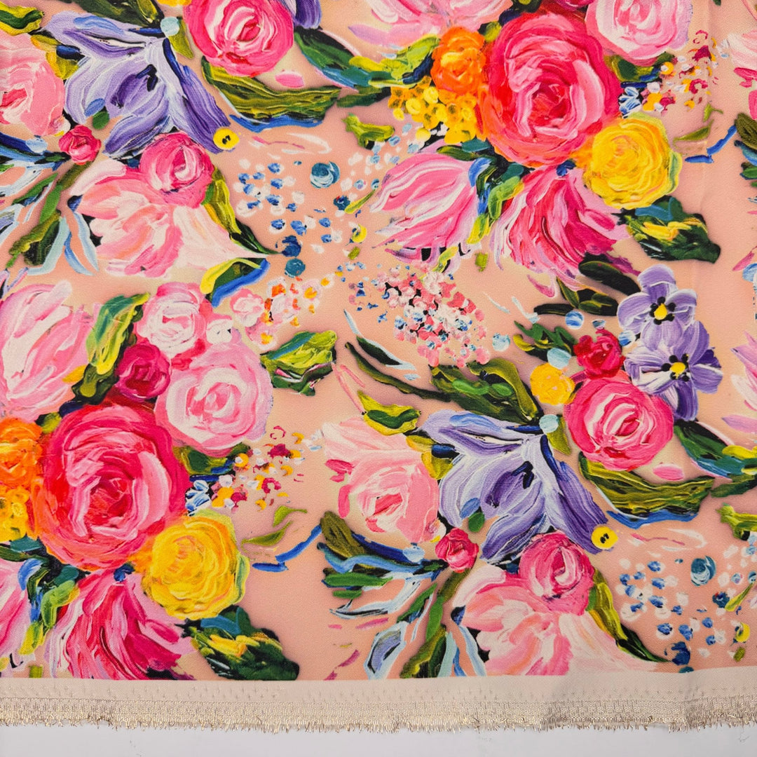 Exquisite Decor - Metallic Polyester Blend Woven - Pink Multi Floral - 2.7M Bundle - True Deadstock fabric Fabric by private - Sustainable Textile | FABCYCLE