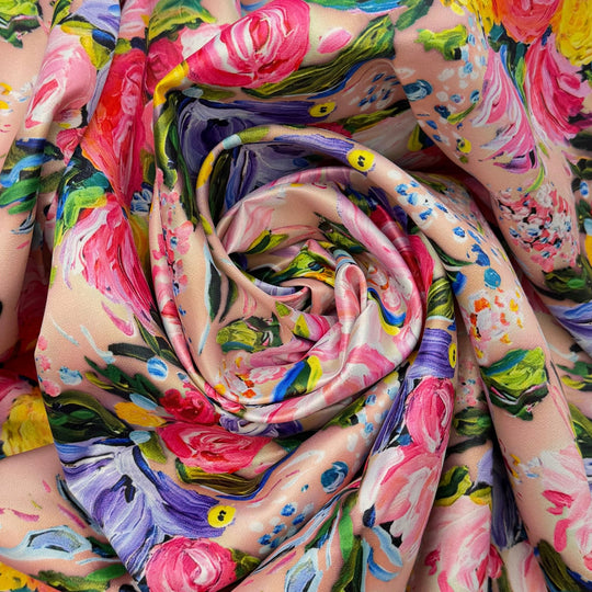 Exquisite Decor - Metallic Polyester Blend Woven - Pink Multi Floral - 2.7M Bundle - True Deadstock fabric Fabric by private - Sustainable Textile | FABCYCLE