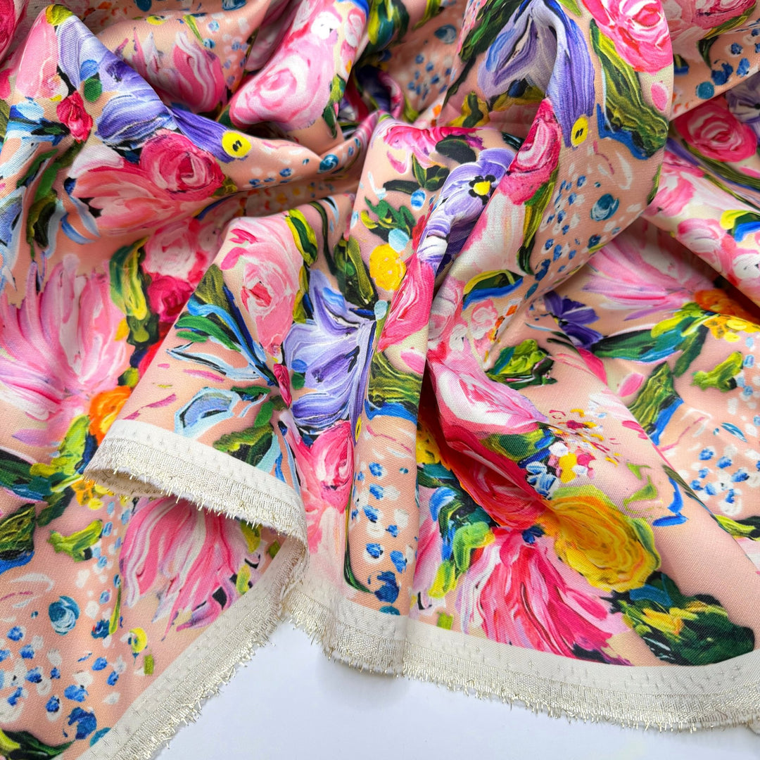 Exquisite Decor - Metallic Polyester Blend Woven - Pink Multi Floral - 2.7M Bundle - True Deadstock fabric Fabric by private - Sustainable Textile | FABCYCLE