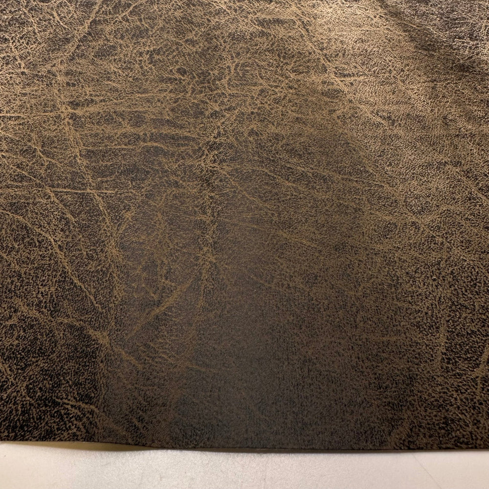 Extinct Animals - Water Resistant Pleather Polyester Backing PU Blend Woven - Brown/Beige Weathered Leather - 0.95M Bundle - True Deadstock fabric Fabric by private - Sustainable Textile | FABCYCLE