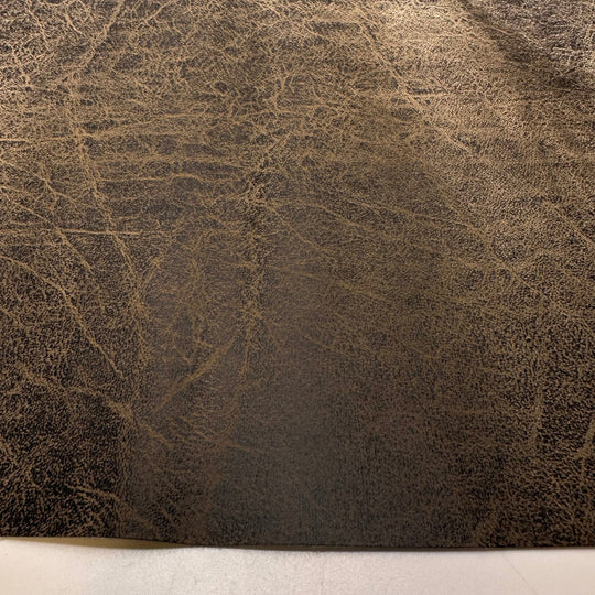 Extinct Animals - Water Resistant Pleather Polyester Backing PU Blend Woven - Brown/Beige Weathered Leather - 0.95M Bundle - True Deadstock fabric Fabric by private - Sustainable Textile | FABCYCLE