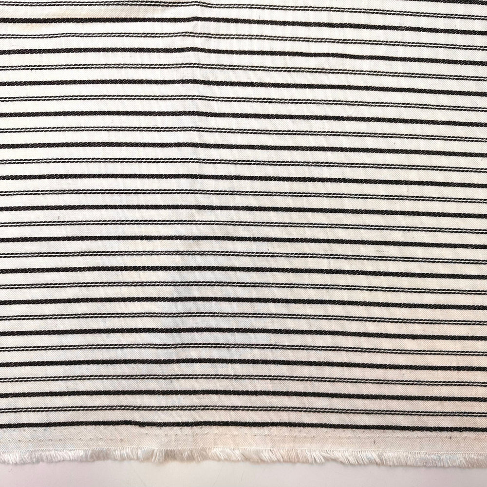 Exuding Confidence - Cotton Blend Woven - Light Cream/Black Pinstripe - 3.2M Bundle - True Deadstock fabric Fabric by private - Sustainable Textile | FABCYCLE