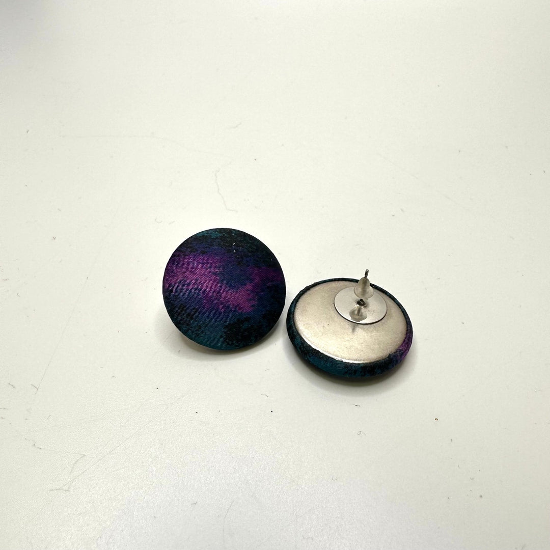 Fabric Covered Stud Earrings Costume Jewelry - Purple/Blue - Individual - True Deadstock supplies Fabric by private - Sustainable Textile | FABCYCLE