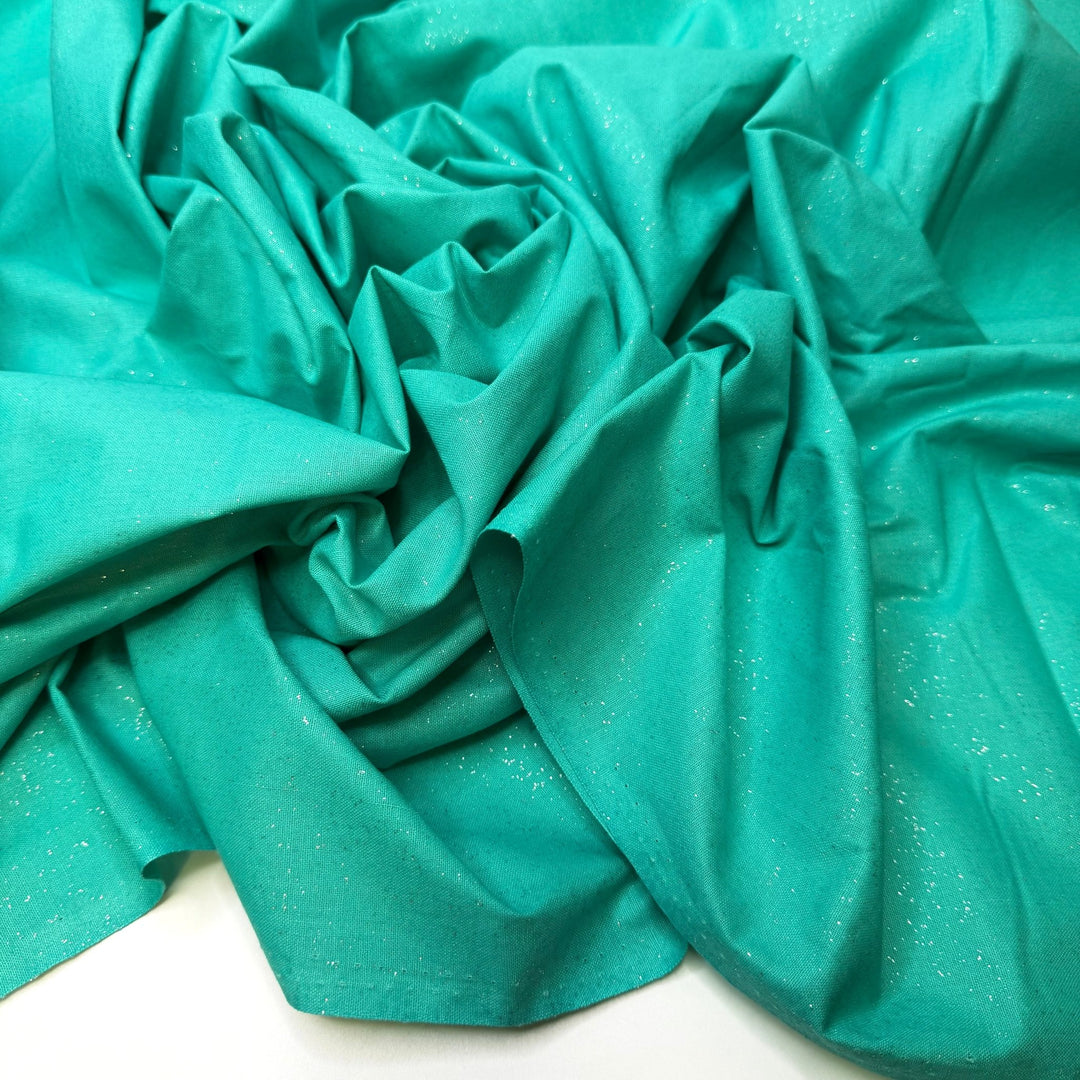 Fairy Godmother Wishes - Glitter Cotton Woven - Aqua - Bundles - True Deadstock fabric Fabric by private - Sustainable Textile | FABCYCLE