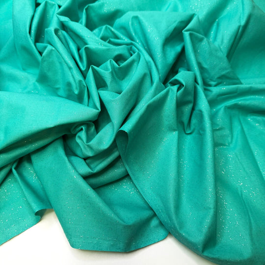 Fairy Godmother Wishes - Glitter Cotton Woven - Aqua - Bundles - True Deadstock fabric Fabric by private - Sustainable Textile | FABCYCLE