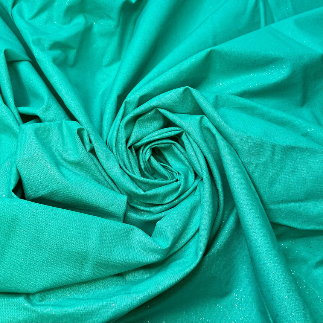 Fairy Godmother Wishes - Glitter Cotton Woven - Aqua - Bundles - True Deadstock fabric Fabric by private - Sustainable Textile | FABCYCLE