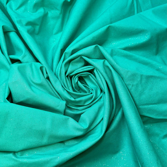 Fairy Godmother Wishes - Glitter Cotton Woven - Aqua - Bundles - True Deadstock fabric Fabric by private - Sustainable Textile | FABCYCLE