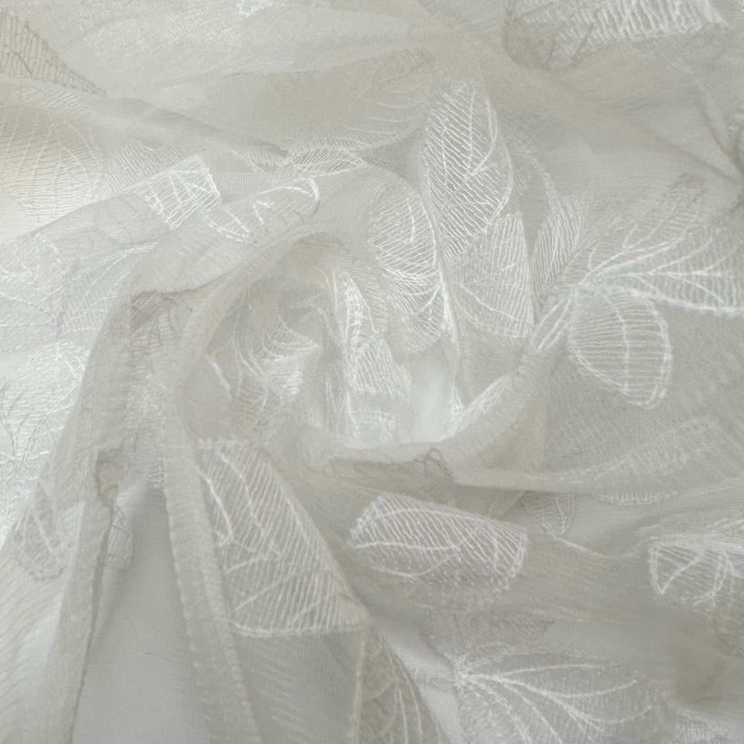 Fairy Wings - Embroidered Mesh Poly Knit - White Floral - 1.15M Bundle - True Deadstock fabric Fabric by private - Sustainable Textile | FABCYCLE