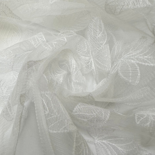 Fairy Wings - Embroidered Mesh Poly Knit - White Floral - 1.15M Bundle - True Deadstock fabric Fabric by private - Sustainable Textile | FABCYCLE