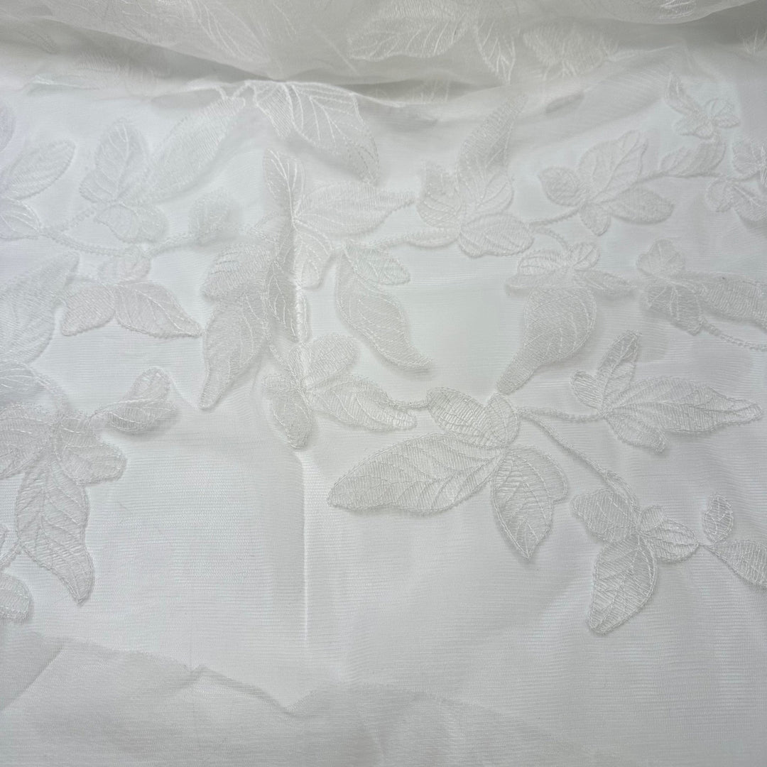 Fairy Wings - Embroidered Mesh Poly Knit - White Floral - 1.15M Bundle - True Deadstock fabric Fabric by private - Sustainable Textile | FABCYCLE