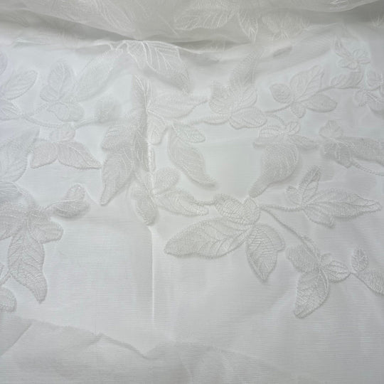 Fairy Wings - Embroidered Mesh Poly Knit - White Floral - 1.15M Bundle - True Deadstock fabric Fabric by private - Sustainable Textile | FABCYCLE