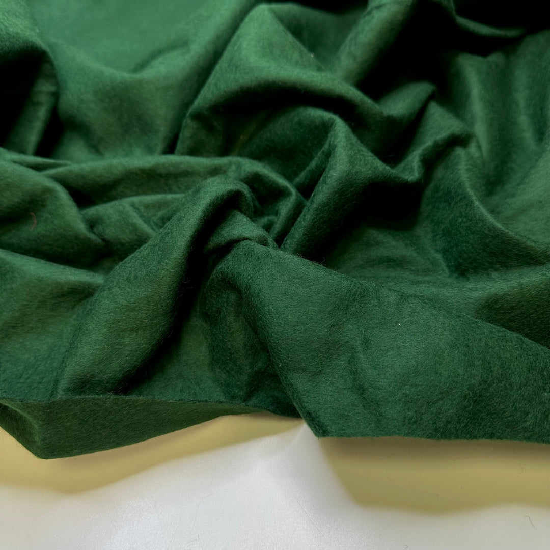 Fairytale Forest - Felt Wool Woven - Dark Green - 0.95M Bundle - True Deadstock fabric Fabric by private - Sustainable Textile | FABCYCLE