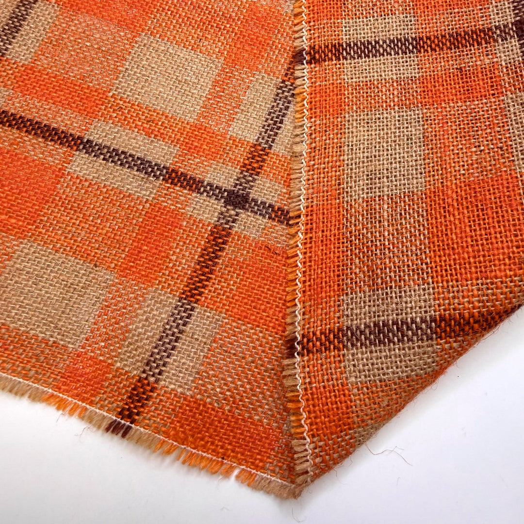 Fall Harvest Party - Burlap Hemp Woven - Orange/Brown Plaid - 1.25M Bundle - True Deadstock fabric Fabric by private - Sustainable Textile | FABCYCLE